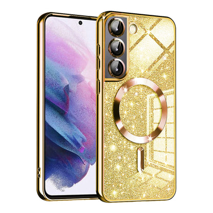 MagSafe-Hülle für Samsung Galaxy S22 5G S901, Techsuit, Luxury Glitter, Gold