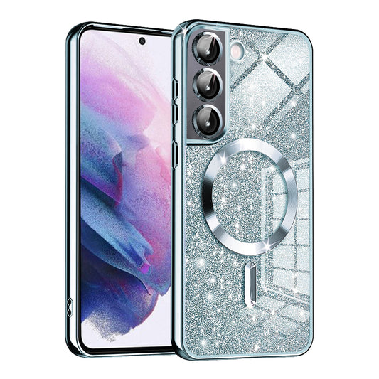 MagSafe-Hülle für Samsung Galaxy S22 5G S901, Techsuit, Luxury Glitter, Blau