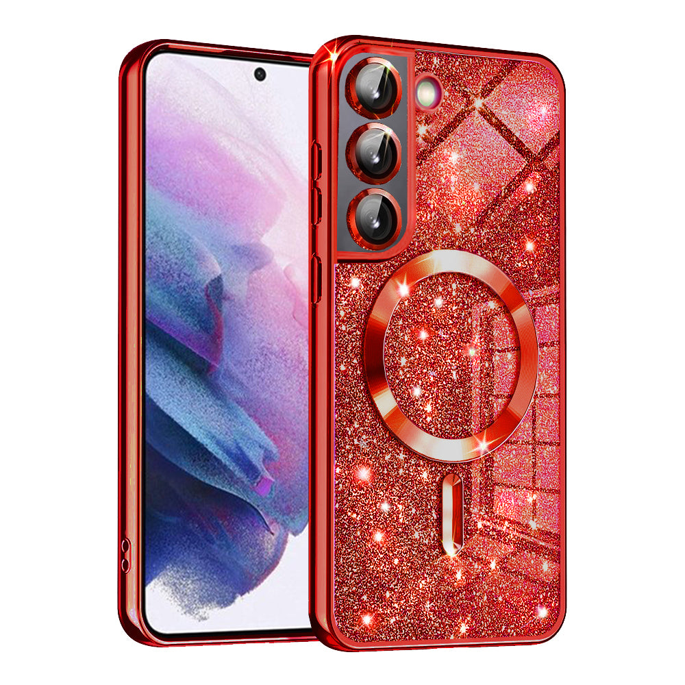 MagSafe-Hülle für Samsung Galaxy S22 5G S901, Techsuit, Luxury Glitter, Rot