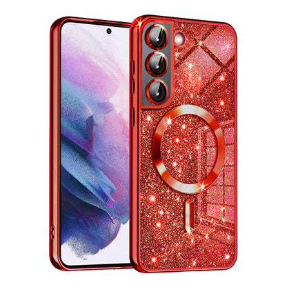 MagSafe-Hülle für Samsung Galaxy S22 5G S901, Techsuit, Luxury Glitter, Rot