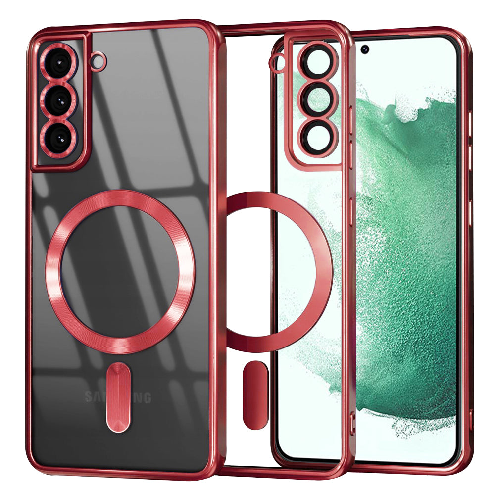 MagSafe Case for Samsung Galaxy S22+ 5G S906, Techsuit, Luxury Crystal, Red