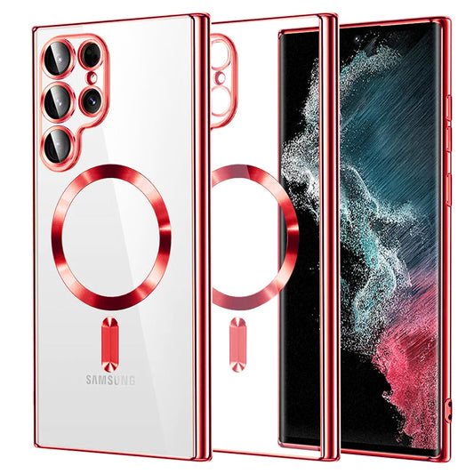 MagSafe-Hülle für Samsung Galaxy S22 Ultra 5G S908, Techsuit, Luxury Crystal, Rot