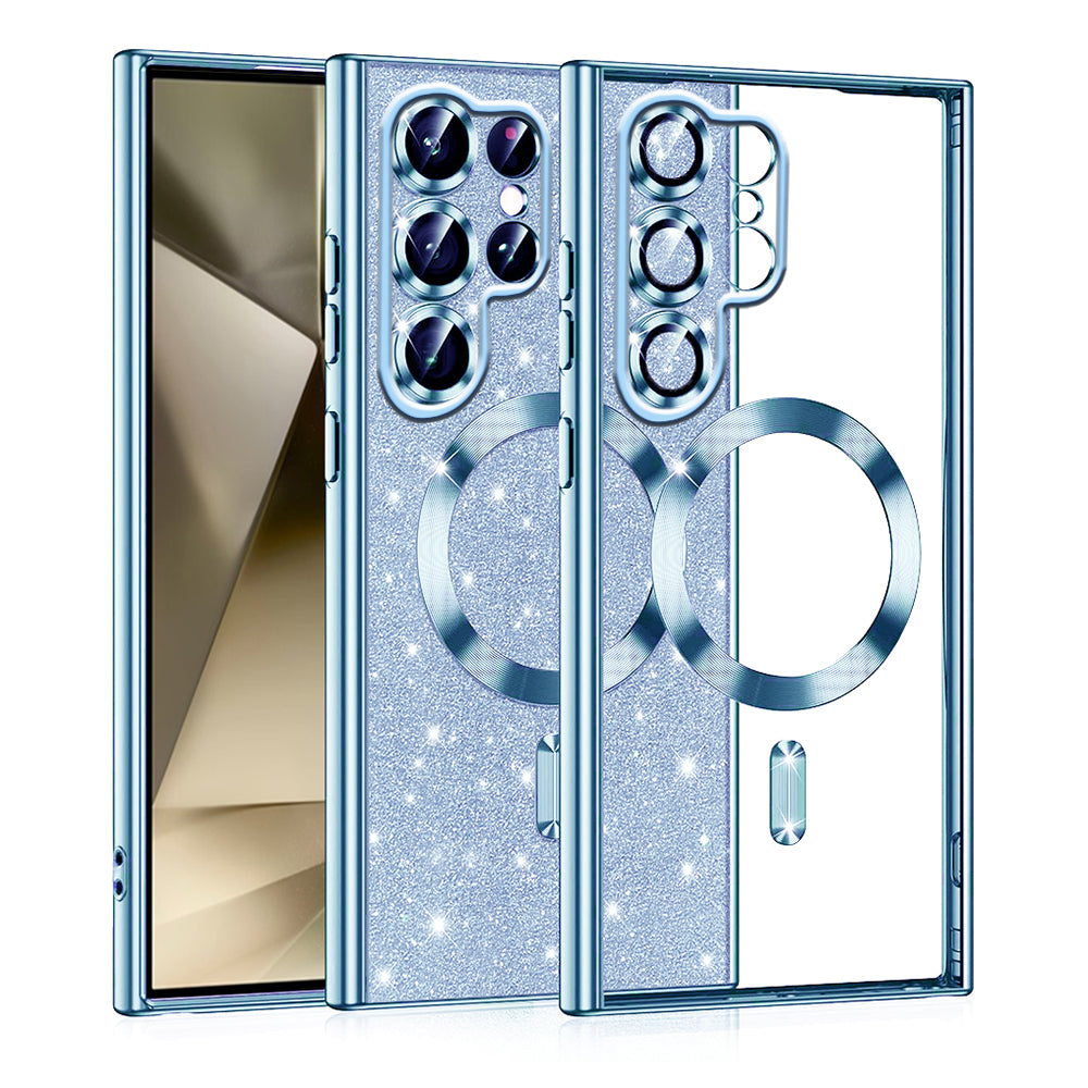 MagSafe Case for Samsung Galaxy S22 Ultra 5G S908, Techsuit, Luxury Glitter, Blue