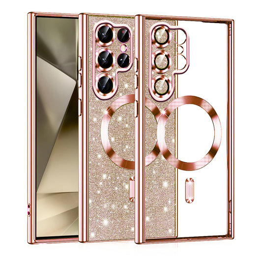 MagSafe-Hülle für Samsung Galaxy S22 Ultra 5G S908, Techsuit, Luxury Glitter, Roségold