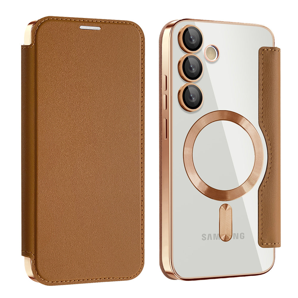 MagSafe Case for Samsung Galaxy S23 FE S711, Techsuit, SmartMag Book, Brown