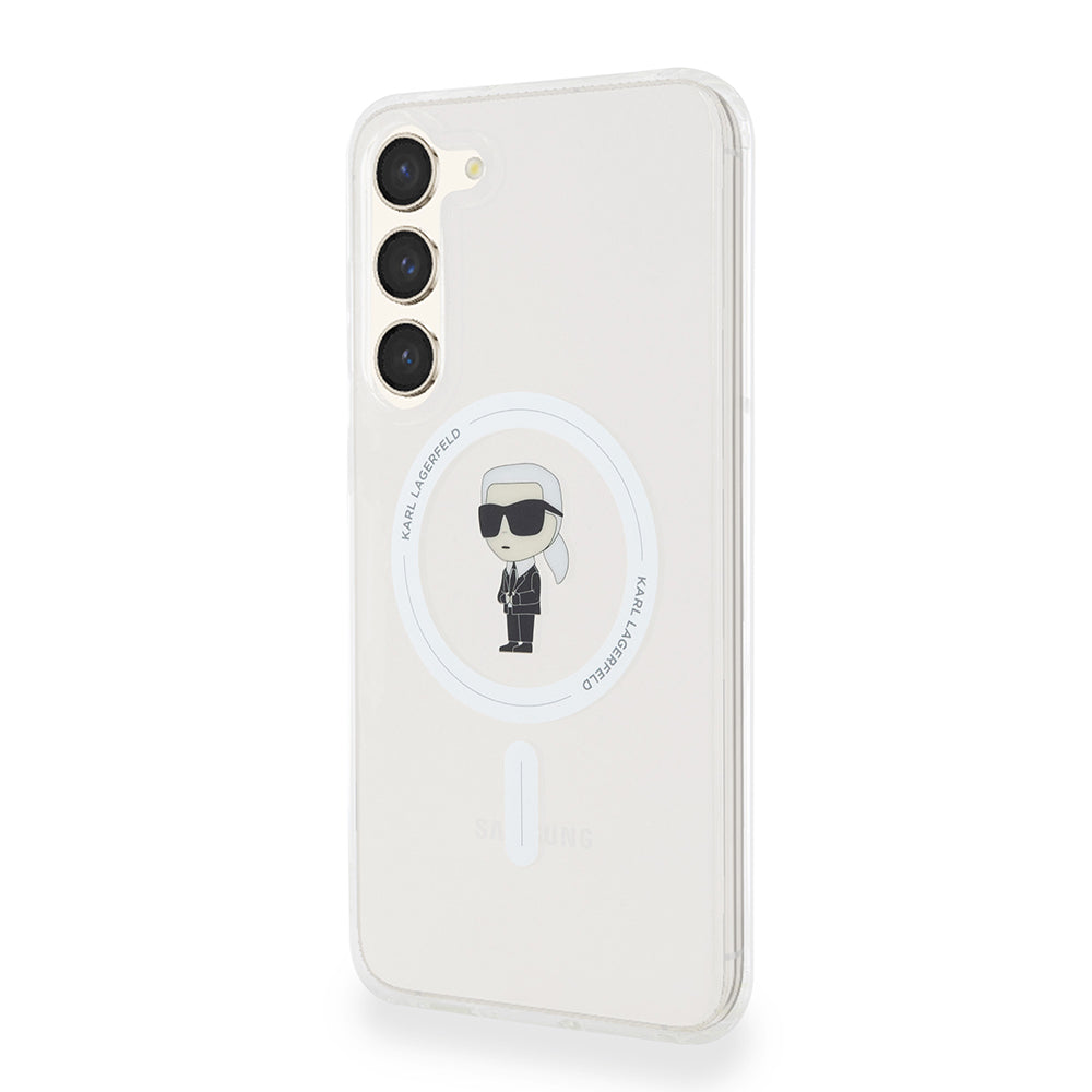 MagSafe Hülle für Samsung Galaxy S23+ S916, Karl Lagerfeld, IML Ikonik Karl, Transparent