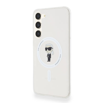 MagSafe Hülle für Samsung Galaxy S23+ S916, Karl Lagerfeld, IML Ikonik Karl, Transparent