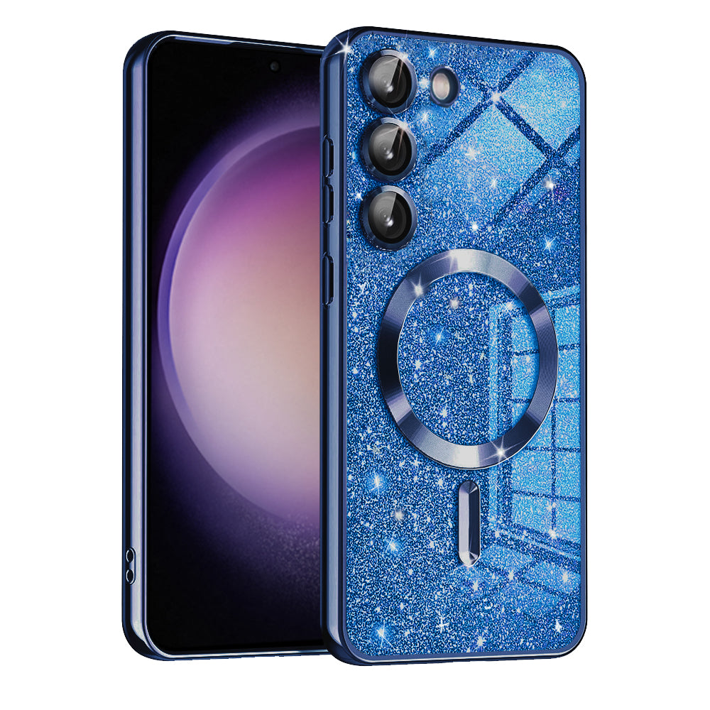 MagSafe-Hülle für Samsung Galaxy S23+ S916, Techsuit, Luxury Glitter, Dunkelblau