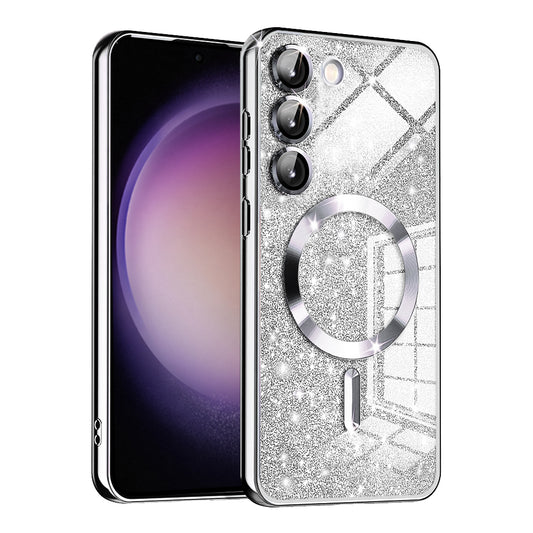 MagSafe-Hülle für Samsung Galaxy S23+ S916, Techsuit, Luxury Glitter, Silber