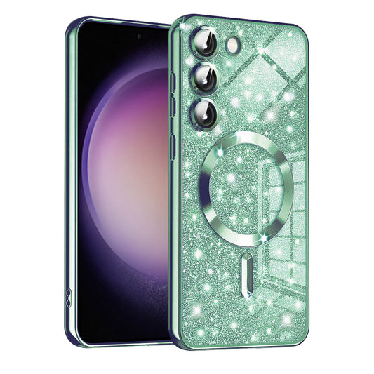 MagSafe-Hülle für Samsung Galaxy S23+ S916, Techsuit, Luxury Glitter, Hellgrün