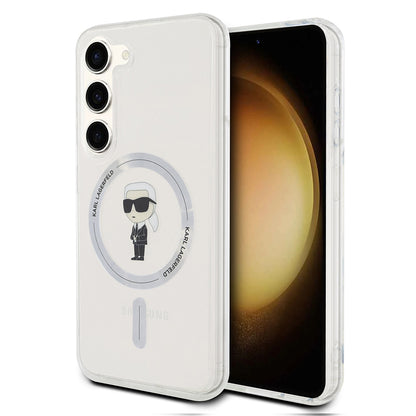 MagSafe Hülle für Samsung Galaxy S23 S911, Karl Lagerfeld, IML Ikonik Karl, Transparent