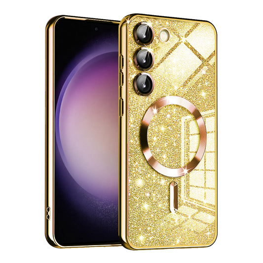 MagSafe-Hülle für Samsung Galaxy S23 S911, Techsuit, Luxury Glitter, Gold