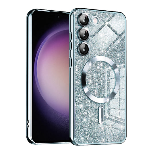 MagSafe-Hülle für Samsung Galaxy S23 S911, Techsuit, Luxury Glitter, Blau