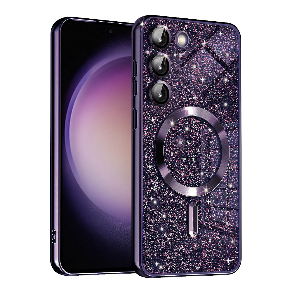 MagSafe-Hülle für Samsung Galaxy S23 S911, Techsuit, Luxury Glitter, Dunkellila