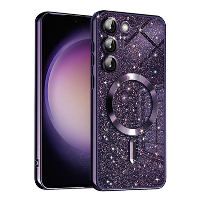 MagSafe-Hülle für Samsung Galaxy S23 S911, Techsuit, Luxury Glitter, Dunkellila