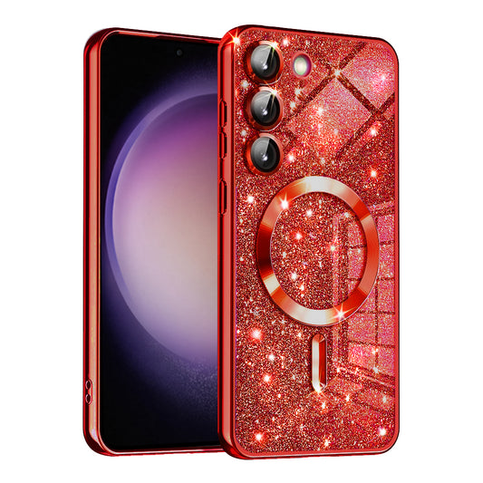 MagSafe-Hülle für Samsung Galaxy S23 S911, Techsuit, Luxury Glitter, Rot