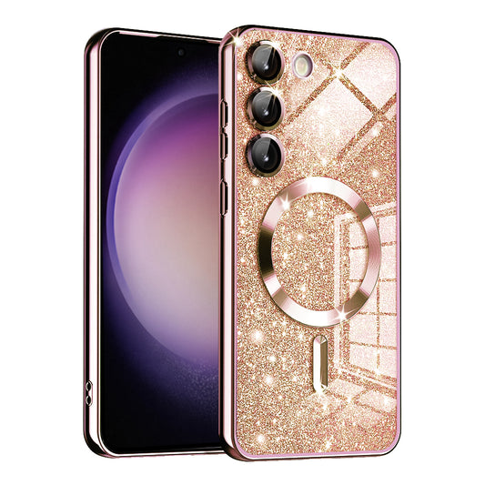 MagSafe-Hülle für Samsung Galaxy S23 S911, Techsuit, Luxury Glitter, Roségold