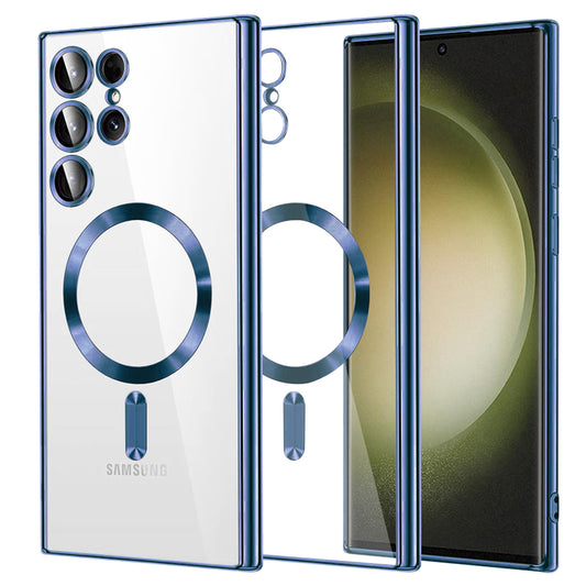 MagSafe-Hülle für Samsung Galaxy S23 Ultra S918, Techsuit, Luxury Crystal, Dunkelblau