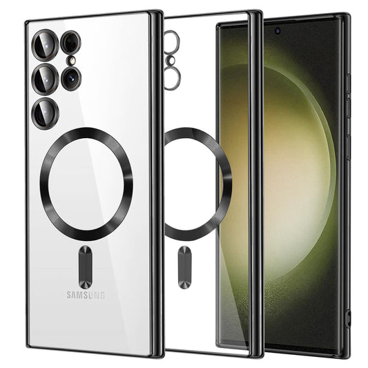 MagSafe-Hülle für Samsung Galaxy S23 Ultra S918, Techsuit, Luxury Crystal, Schwarz