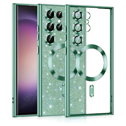 MagSafe-Hülle für Samsung Galaxy S23 Ultra S918, Techsuit, Luxury Glitter, Hellgrün