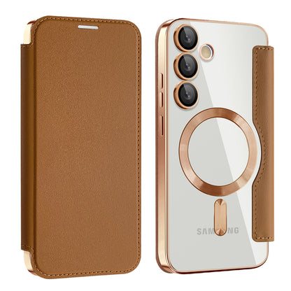 MagSafe Case for Samsung Galaxy S24 FE S721, Techsuit, SmartMag Book, Brown
