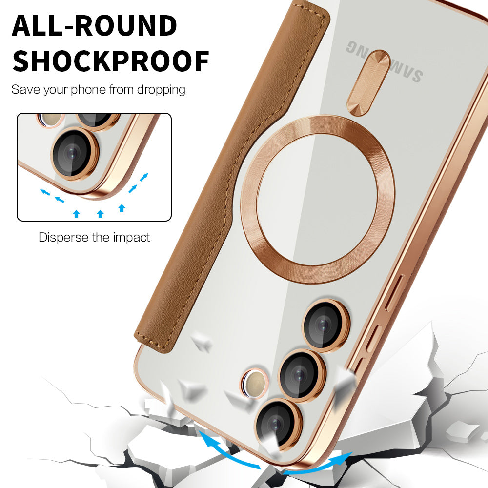 MagSafe Case for Samsung Galaxy S24 FE S721, Techsuit, SmartMag Book, Brown