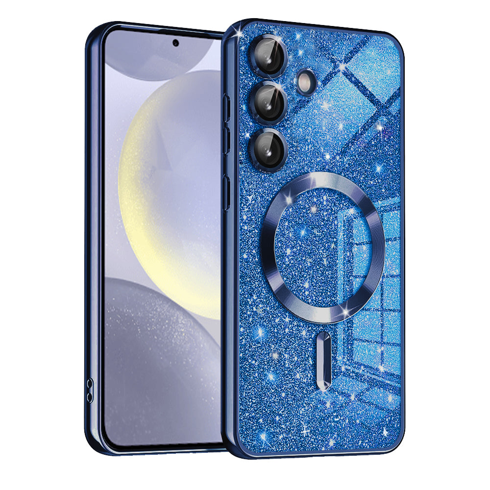 MagSafe-Hülle für Samsung Galaxy S24+ S926, Techsuit, Luxury Glitter, Dunkelblau
