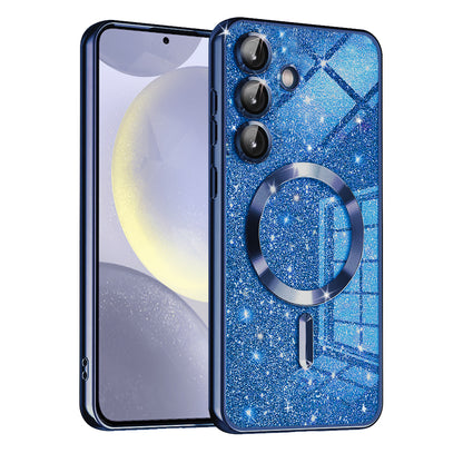 MagSafe-Hülle für Samsung Galaxy S24+ S926, Techsuit, Luxury Glitter, Dunkelblau