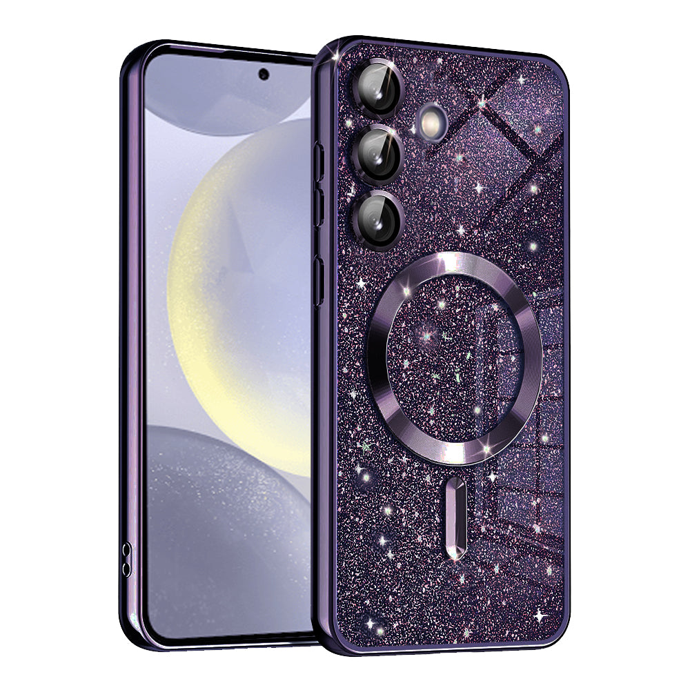 MagSafe-Hülle für Samsung Galaxy S24+ S926, Techsuit, Luxury Glitter, Dunkellila