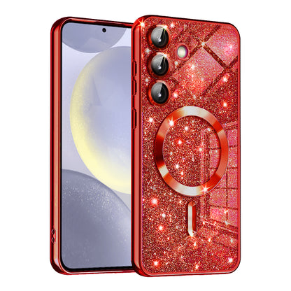 MagSafe-Hülle für Samsung Galaxy S24+ S926, Techsuit, Luxury Glitter, Rot