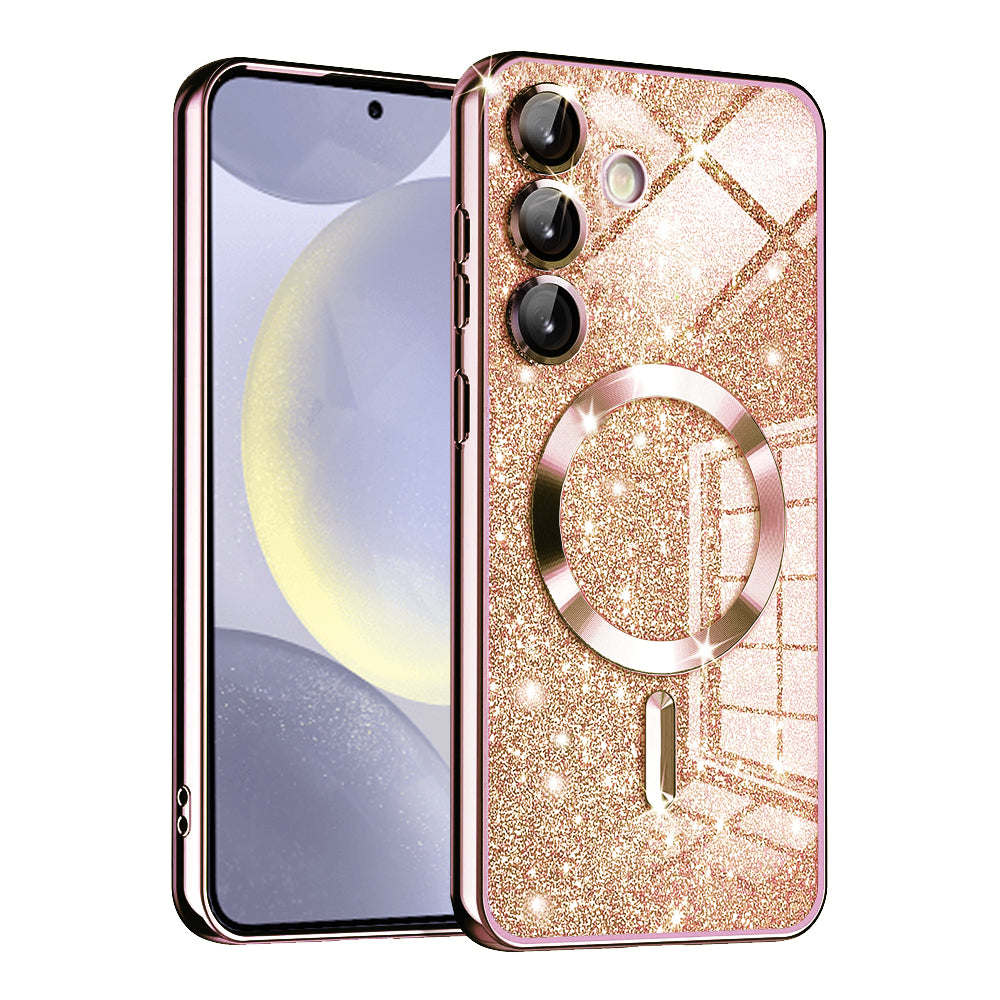 MagSafe Case for Samsung Galaxy S24+ S926, Techsuit, Luxury Glitter, Rose Gold