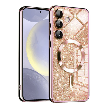 MagSafe Case for Samsung Galaxy S24+ S926, Techsuit, Luxury Glitter, Rose Gold