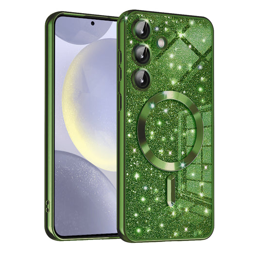 MagSafe-Hülle für Samsung Galaxy S24+ S926, Techsuit, Luxury Glitter, Dunkelgrün