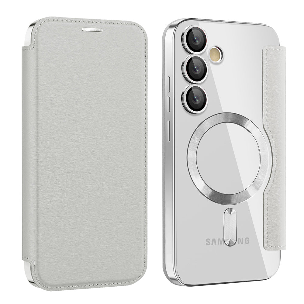 MagSafe-Hülle für Samsung Galaxy S24+ S926, Techsuit, SmartMag Book, Grau
