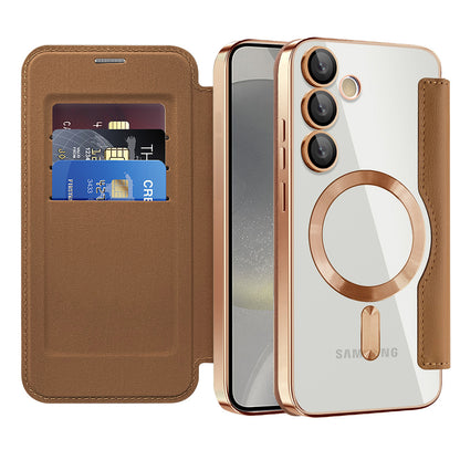 MagSafe Case for Samsung Galaxy S24+ S926, Techsuit, SmartMag Book, Brown