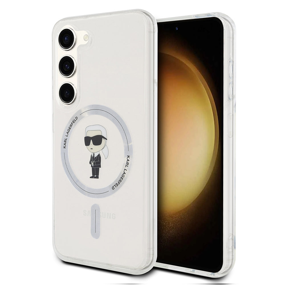 MagSafe Hülle für Samsung Galaxy S24 S921, Karl Lagerfeld, IML Ikonik Karl, Transparent