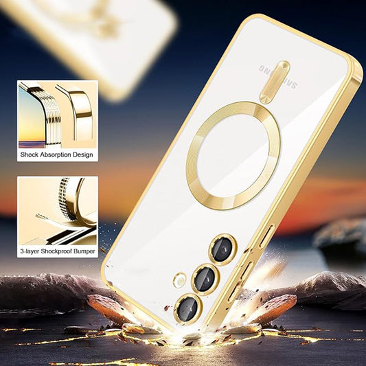 MagSafe Case for Samsung Galaxy S24 S921, Techsuit, Luxury Crystal, Silver