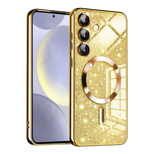 MagSafe-Hülle für Samsung Galaxy S24 S921, Techsuit, Luxury Glitter, Gold