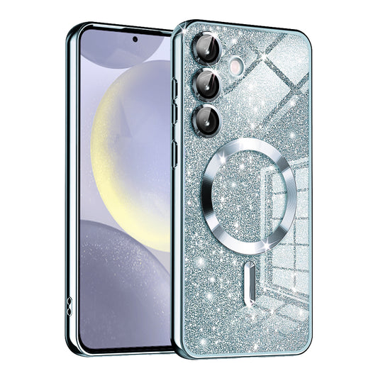 MagSafe-Hülle für Samsung Galaxy S24 S921, Techsuit, Luxury Glitter, Blau