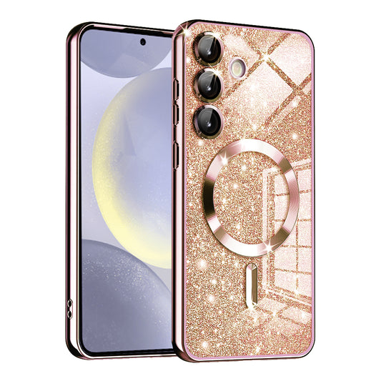 MagSafe Case for Samsung Galaxy S24 S921, Techsuit, Luxury Glitter, Rose Gold