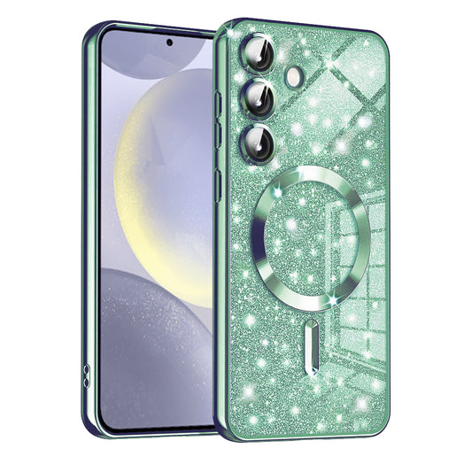 MagSafe Case for Samsung Galaxy S24 S921, Techsuit, Luxury Glitter, Light Green
