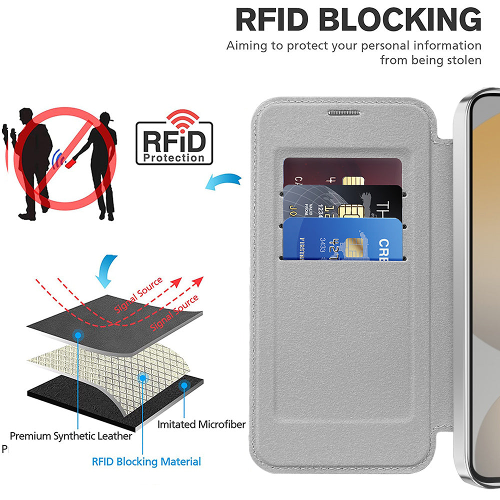 MagSafe-Hülle für Samsung Galaxy S24 S921, Techsuit, SmartMag Book, Grau