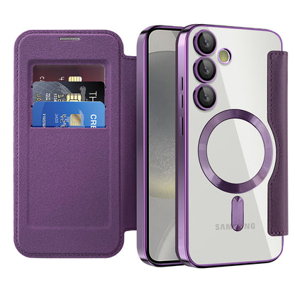 MagSafe Case for Samsung Galaxy S24 S921, Techsuit, SmartMag Book, Purple