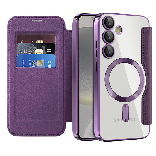 MagSafe Case for Samsung Galaxy S24 S921, Techsuit, SmartMag Book, Purple
