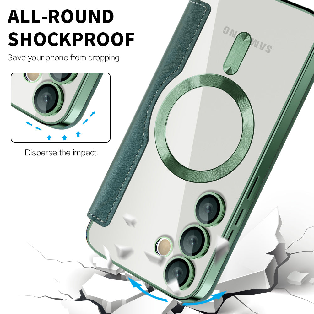 MagSafe Case for Samsung Galaxy S24 S921, Techsuit, SmartMag Book, Green