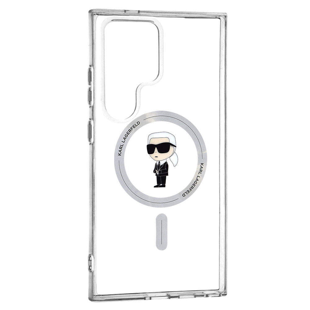 MagSafe Hülle für Samsung Galaxy S24 Ultra S928, Karl Lagerfeld, IML Ikonik Karl, Transparent