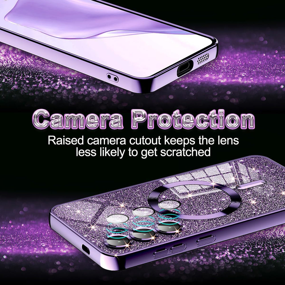 MagSafe Case for Samsung Galaxy S24 Ultra S928, Techsuit, Luxury Glitter, Light Purple