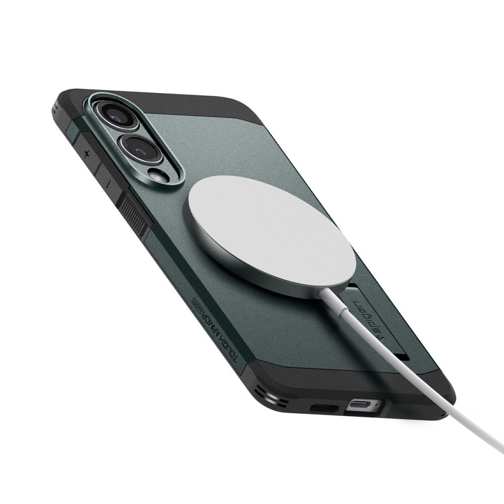 MagSafe Hülle für Samsung Galaxy S25 Edge S937, Spigen, Tough Armor, Grün ACS09424