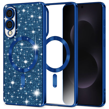 MagSafe Case for Samsung Galaxy S25 Edge S937, Techsuit, Luxury Glitter, Dark Blue