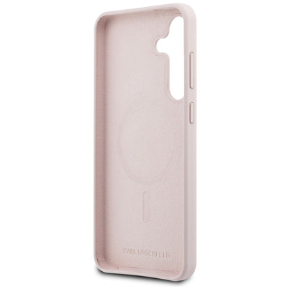 MagSafe Hülle für Samsung Galaxy S25 FE, Karl Lagerfeld, Silikon Karl & Choupette's Köpfe, Rosa